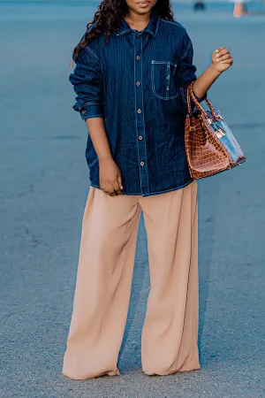 Stylish Long Sleeve Denim Shirt