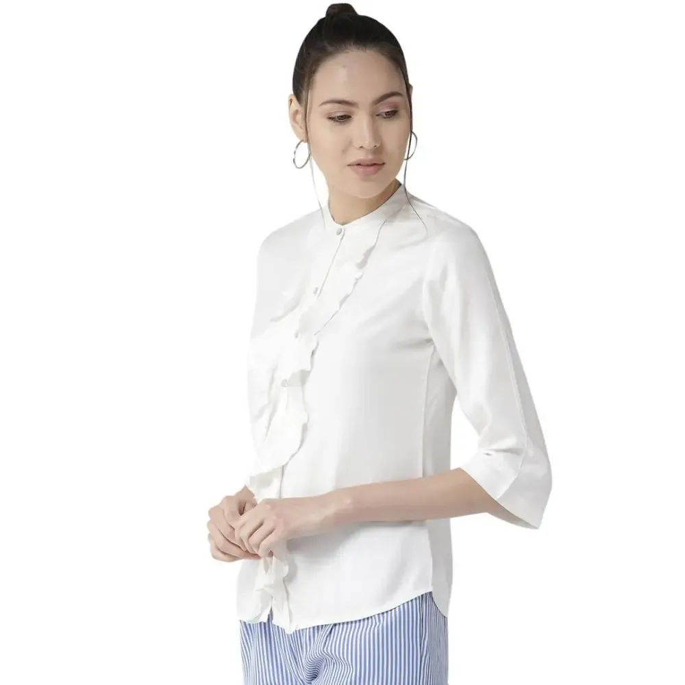 Stylish Viscose White Classic Regular Fit Solid Casual Shirt