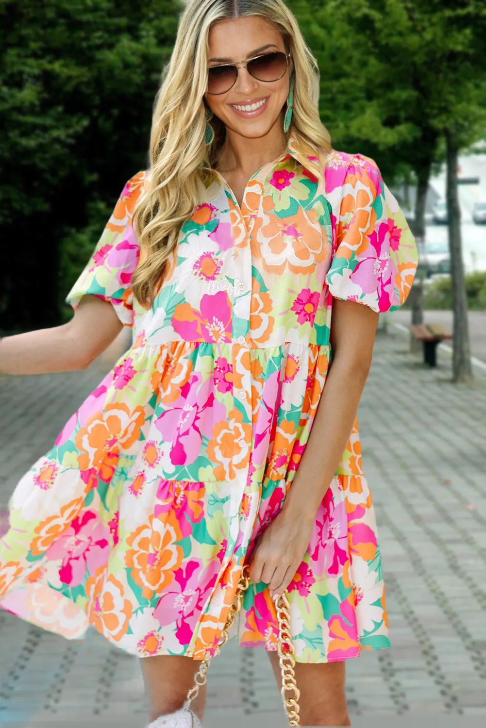 Summer Vibes Floral Shift Dress  - Pink