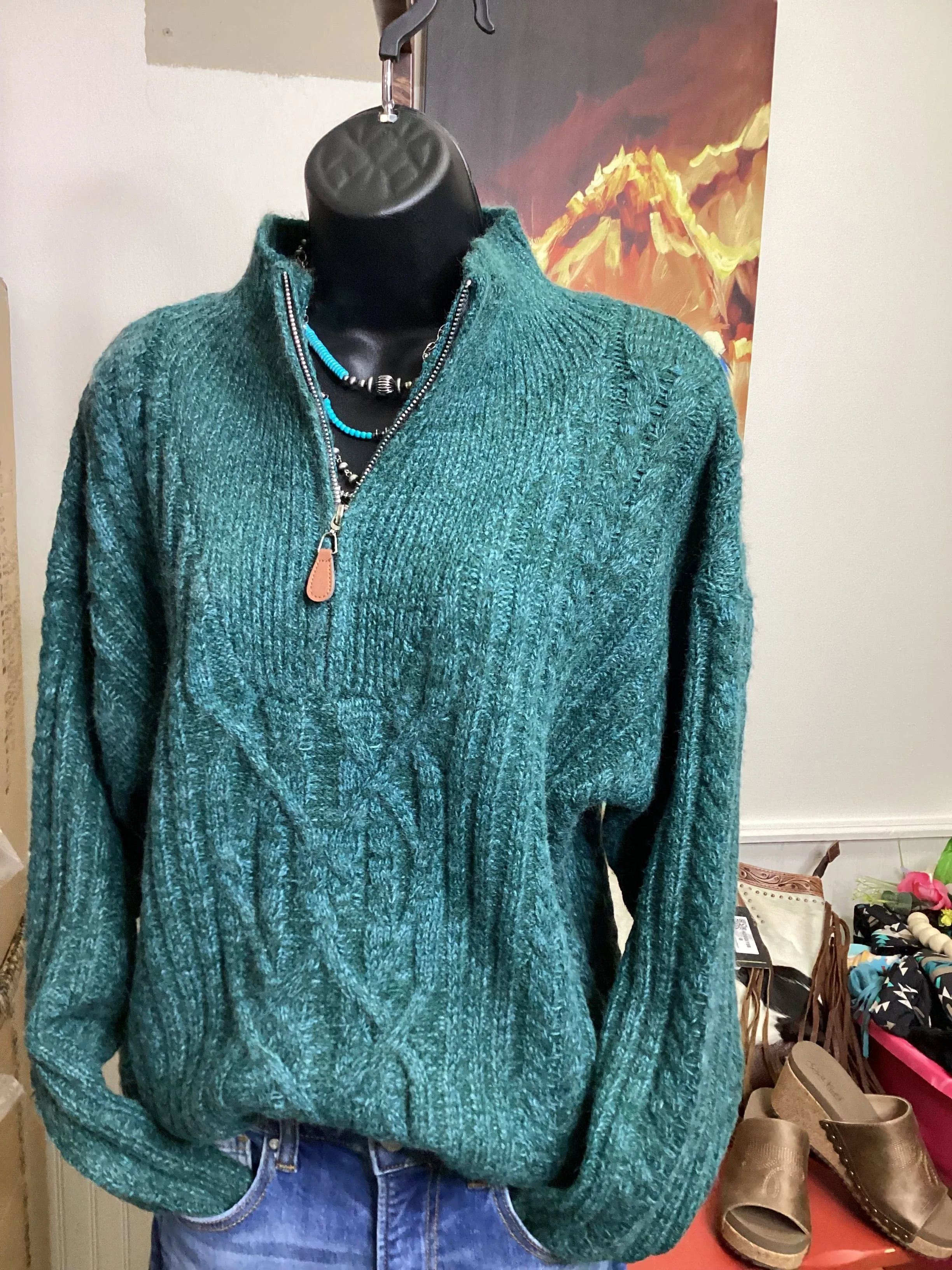 The Billings Teal Cowboy Sweater