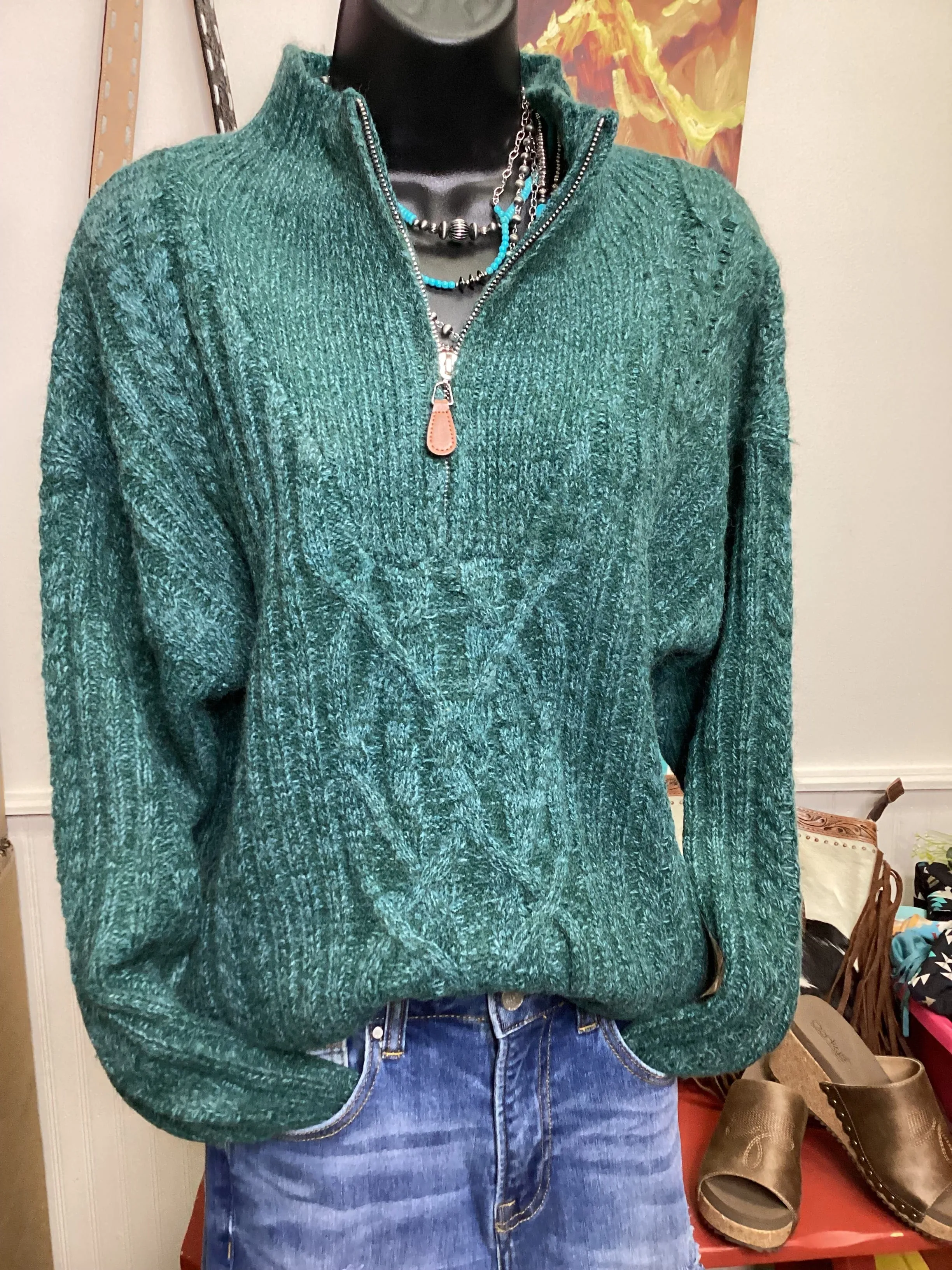 The Billings Teal Cowboy Sweater