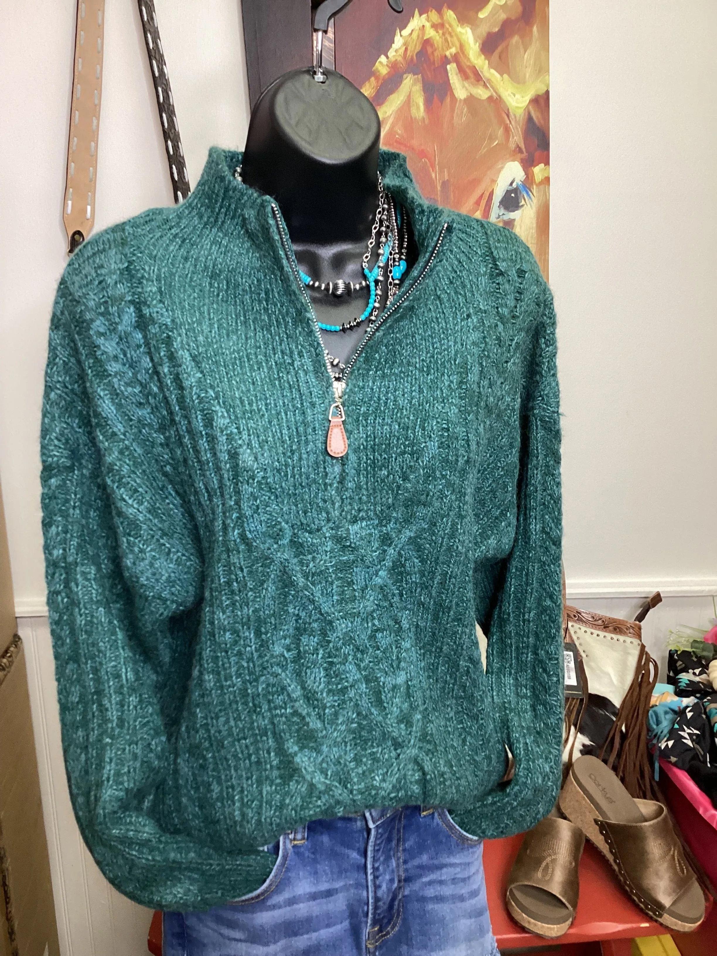 The Billings Teal Cowboy Sweater