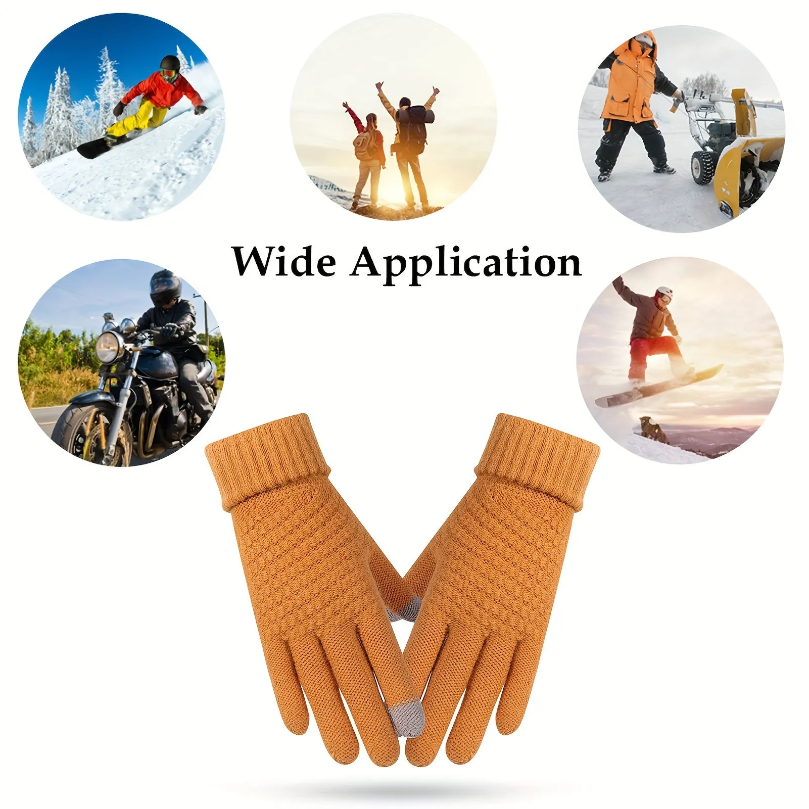 Unisex Warm Knit Touch Screen Gloves - Stretchable Full Finger, Wool-Feel Winter Mittens for Men & Women