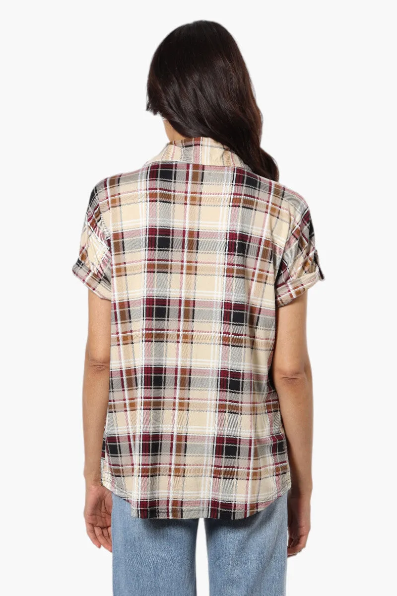 Urbanology Plaid Front Flap Pocket Shirt - Beige