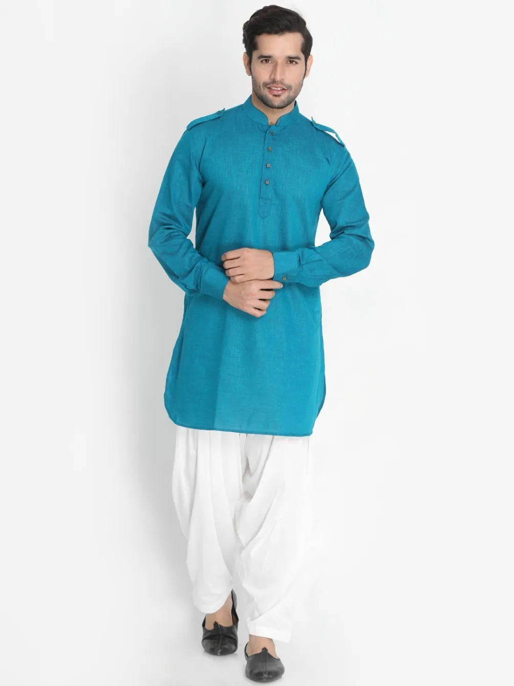 VASTRAMAY Men's Green Kurta and Patiala Set