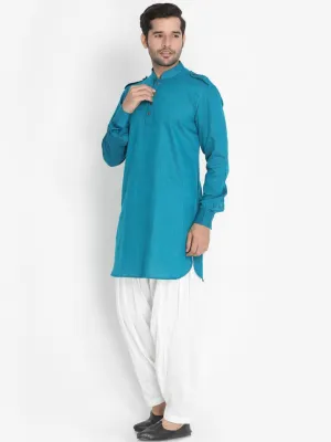 VASTRAMAY Men's Green Kurta and Patiala Set