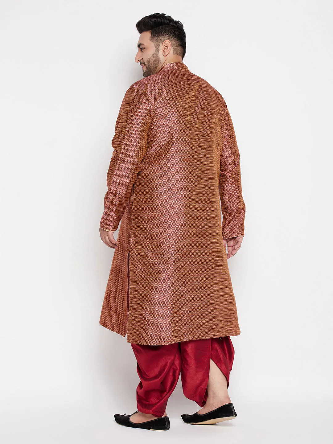 VASTRAMAY Men's Maroon Kurta Dhoti Set