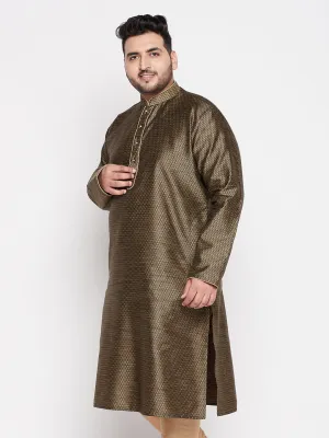 VASTRAMAY Men's Plus Size Black Woven Kurta