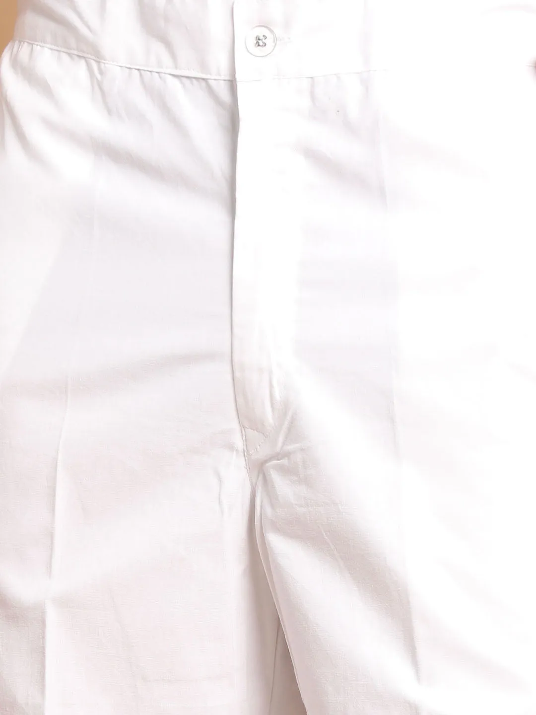 VASTRAMAY Men's White Solid Kurta with Pyjamas