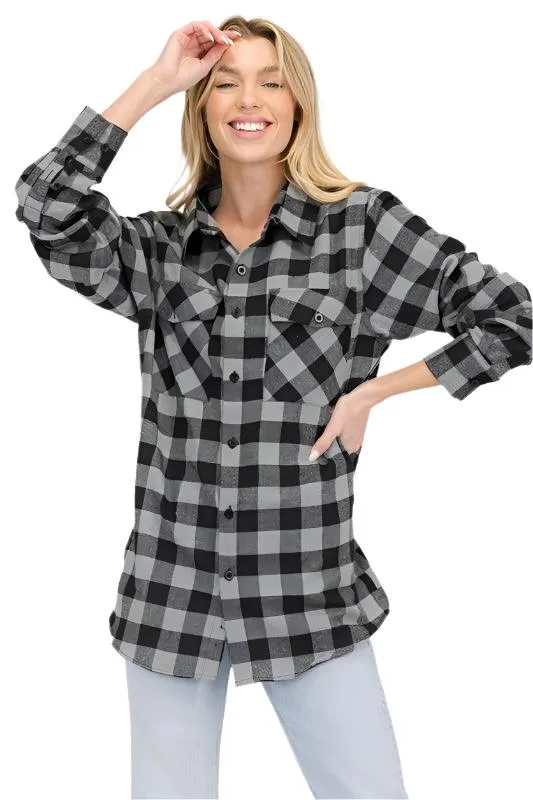 Womens Boyfriend Plaid Flannel Shirts