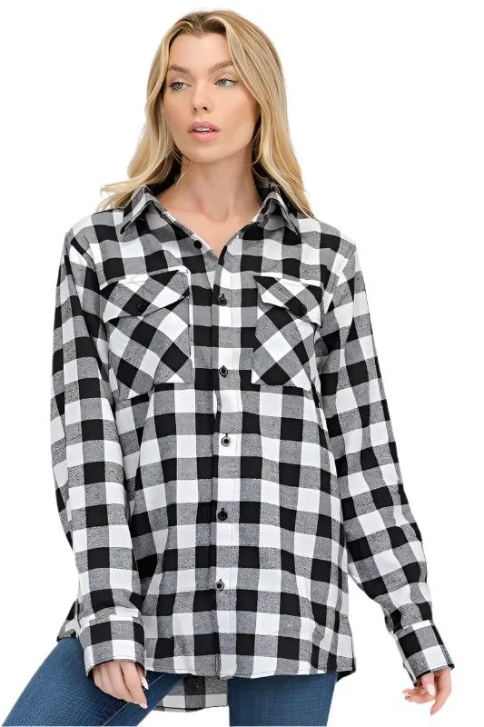 Womens Boyfriend Plaid Flannel Shirts