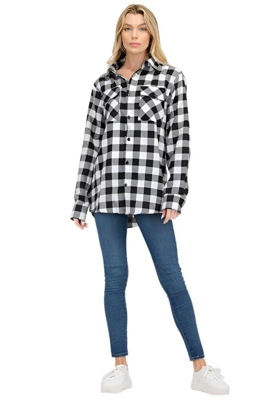 Womens Boyfriend Plaid Flannel Shirts