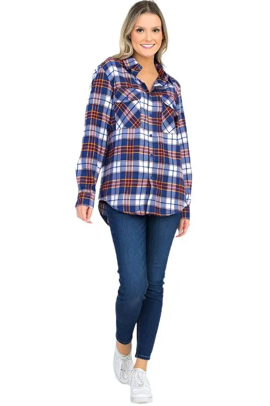 Womens Boyfriend Plaid Flannel Shirts