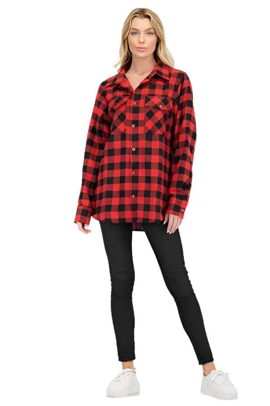 Womens Boyfriend Plaid Flannel Shirts