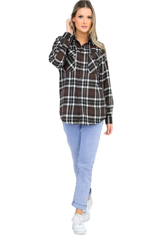 Womens Boyfriend Plaid Flannel Shirts