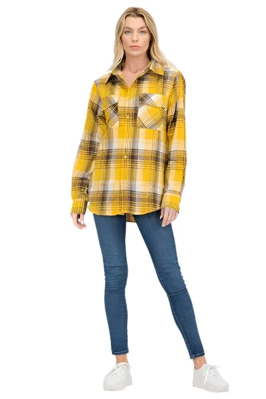 Womens Boyfriend Plaid Flannel Shirts